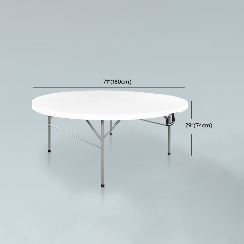 Modern Round Plastic Dining Table Foldable Steel Frame Material Table in White