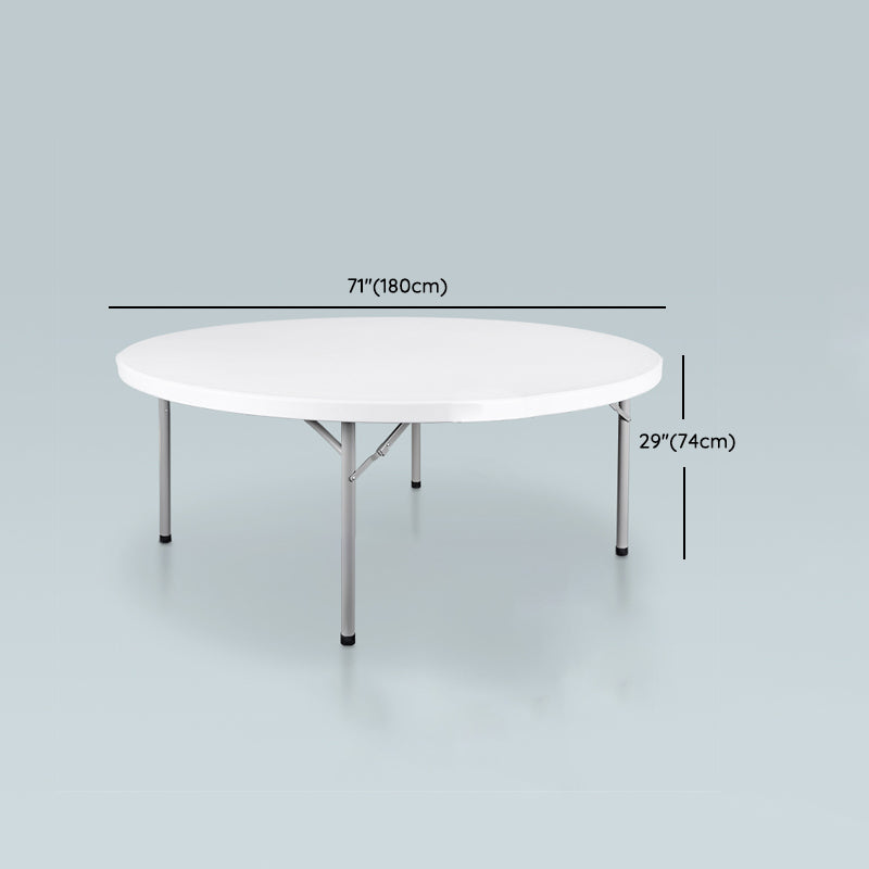 Modern Round Plastic Dining Table Foldable Steel Frame Material Table in White