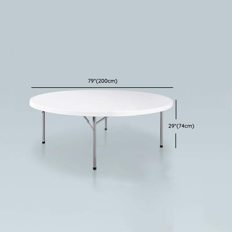 Modern Round Plastic Dining Table Foldable Steel Frame Material Table in White