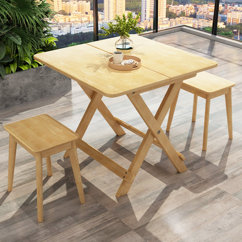 Contemporary Square Solid Wood Dining Table Folding 2-Seater Patio Table