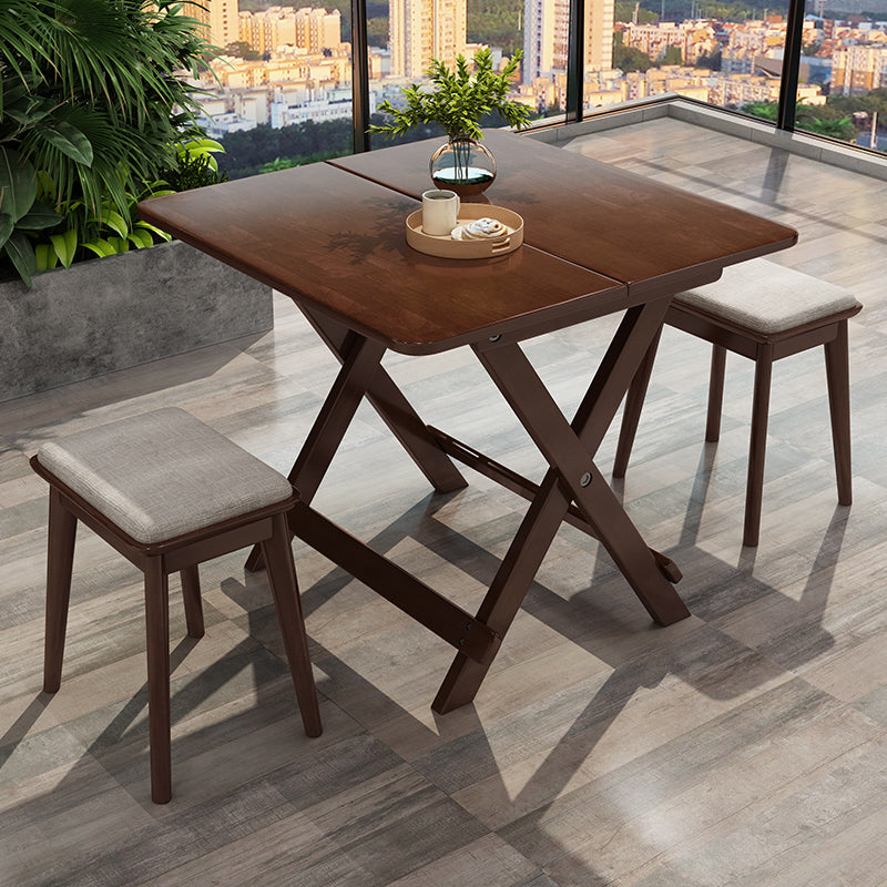 Contemporary Square Solid Wood Dining Table Folding 2-Seater Patio Table