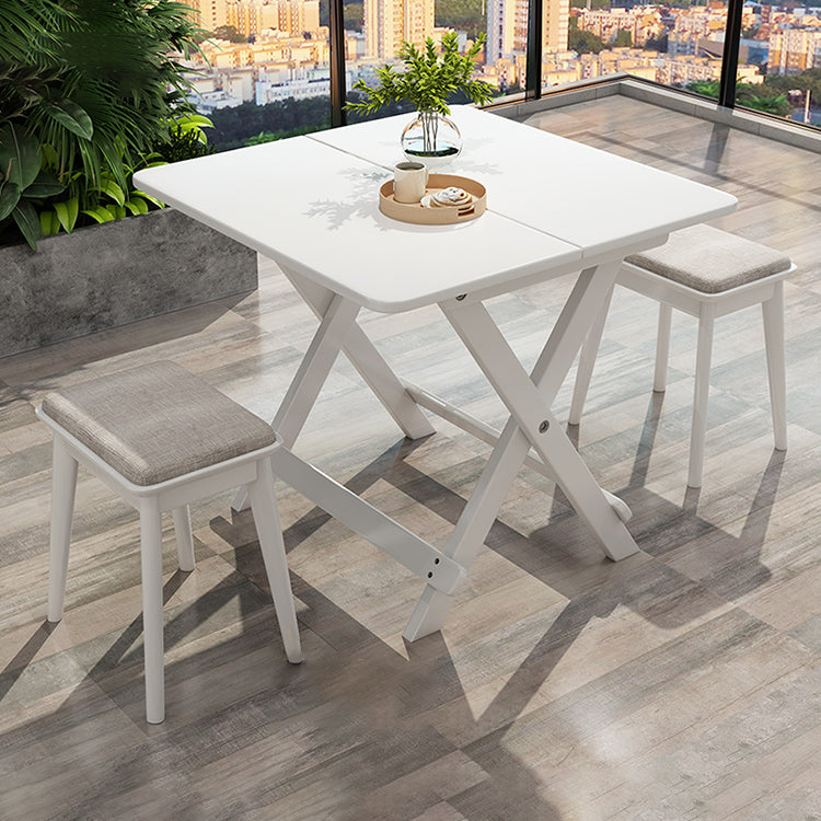 Contemporary Square Solid Wood Dining Table Folding 2-Seater Patio Table