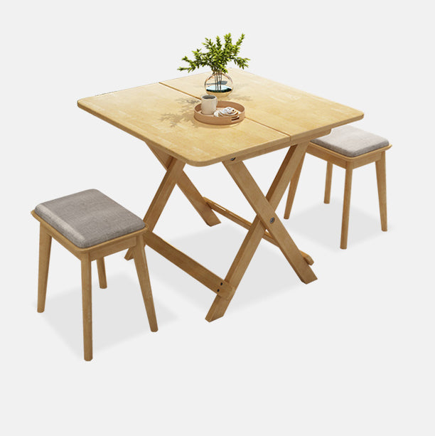 Contemporary Square Solid Wood Dining Table Folding 2-Seater Patio Table