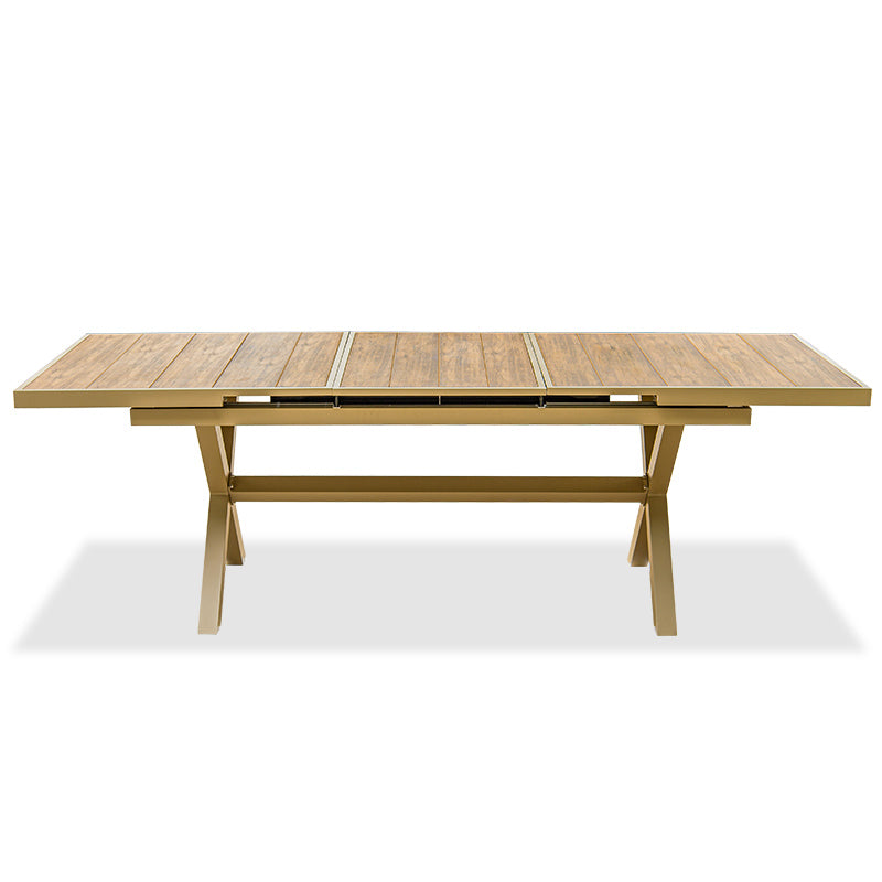 Rectangle Manufactured Wood Dining Table Contemporary Aluminum Frame Patio Table