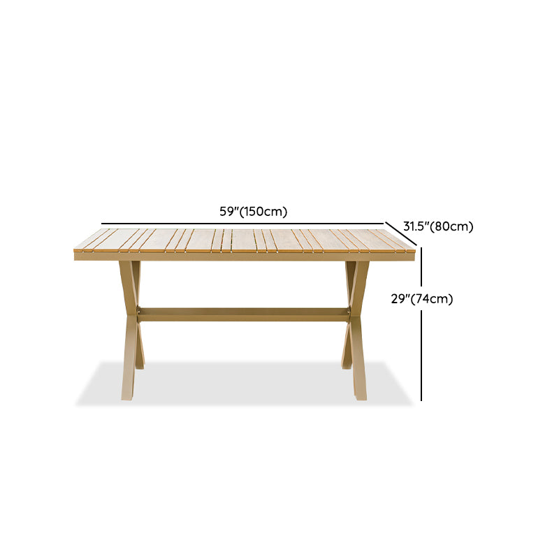 Rectangle Manufactured Wood Dining Table Contemporary Aluminum Frame Patio Table