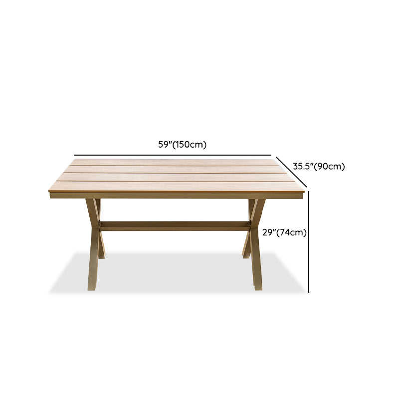 Rectangle Manufactured Wood Dining Table Contemporary Aluminum Frame Patio Table