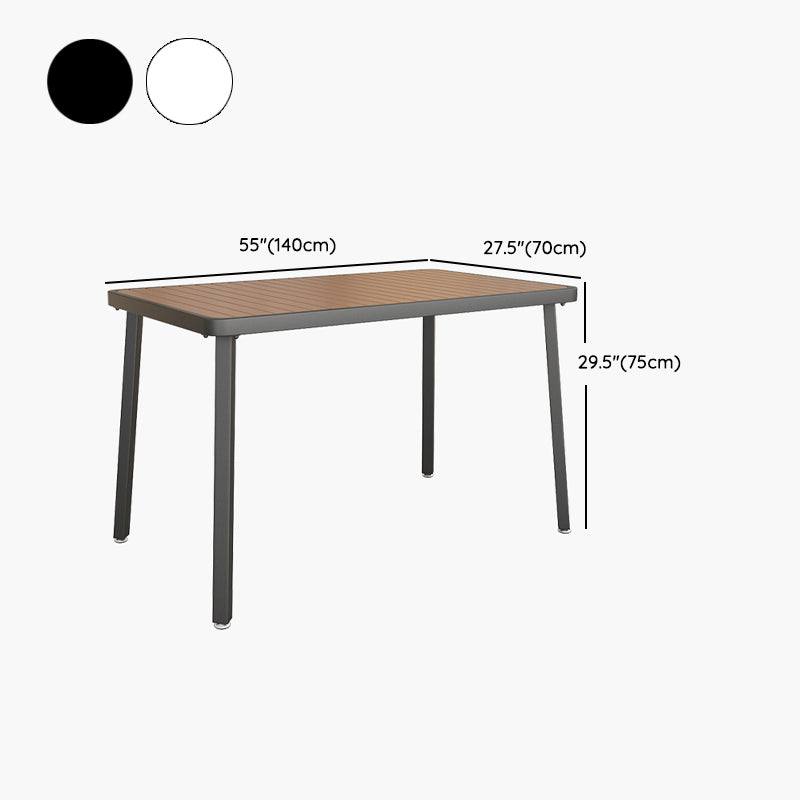 Contemporary Manufactured Wood Patio Table Iron Frame Dining Table