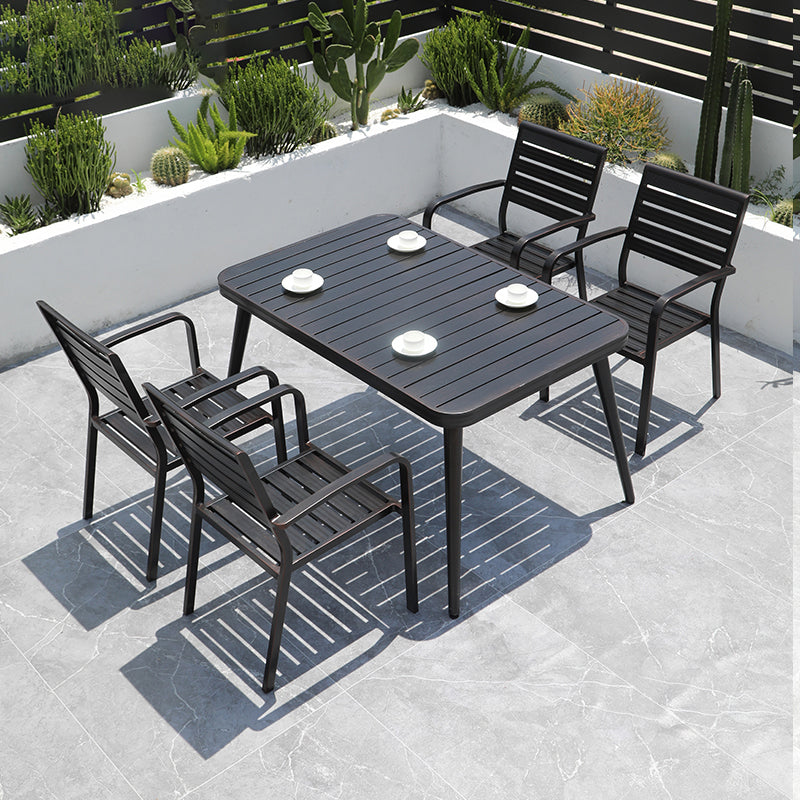 Contemporary Outdoor Aluminum Patio Table Extendable Rust Resistant Table