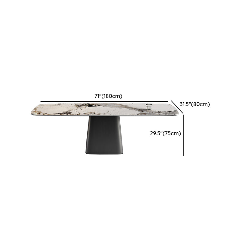 Modern Rectangle Outdoor Patio Table Stone Top and Steel Frame Dining Table