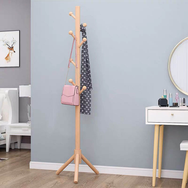 Solid Wood Entrance Hall Tree Modern Style Simple Home Floor Coat Rack