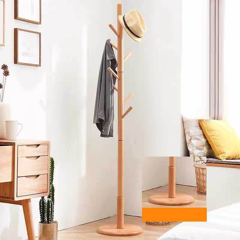 Solid Wood Entrance Hall Tree Modern Style Simple Home Floor Coat Rack