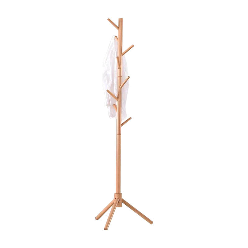 Solid Wood Entrance Hall Tree Modern Style Simple Home Floor Coat Rack