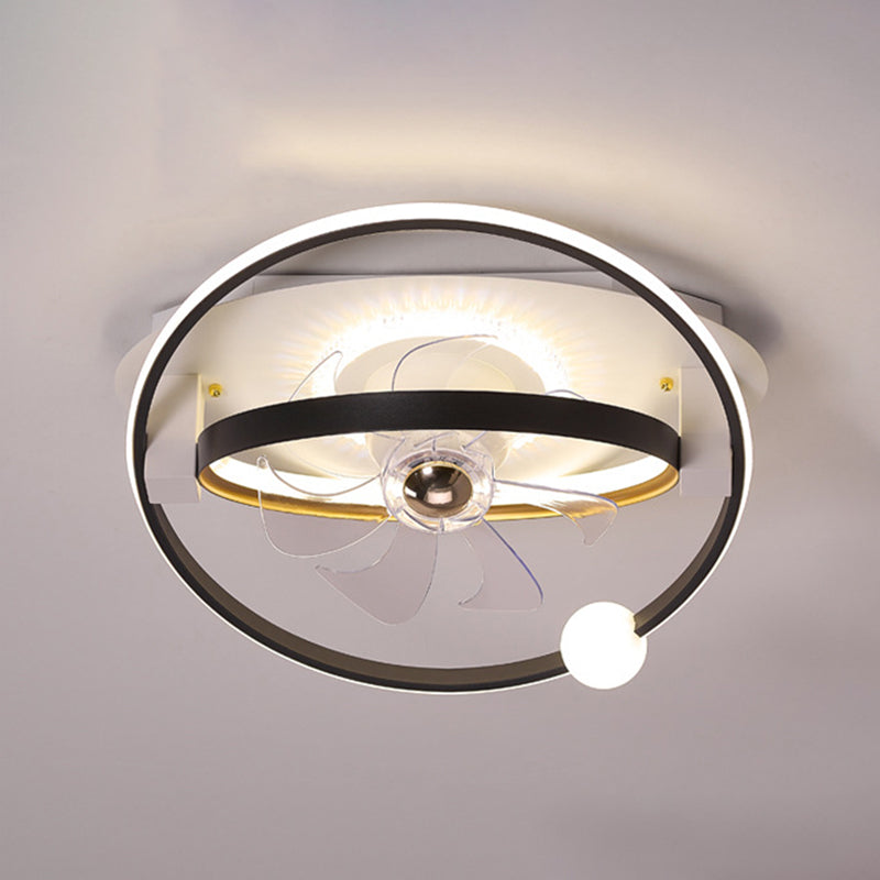 Polish Finish Fan with Light Contemporary 7-Blade LED Ceiling Fan for Foyer