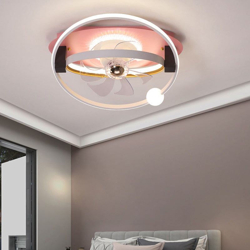 Polish Finish Fan with Light Contemporary 7-Blade LED Ceiling Fan for Foyer