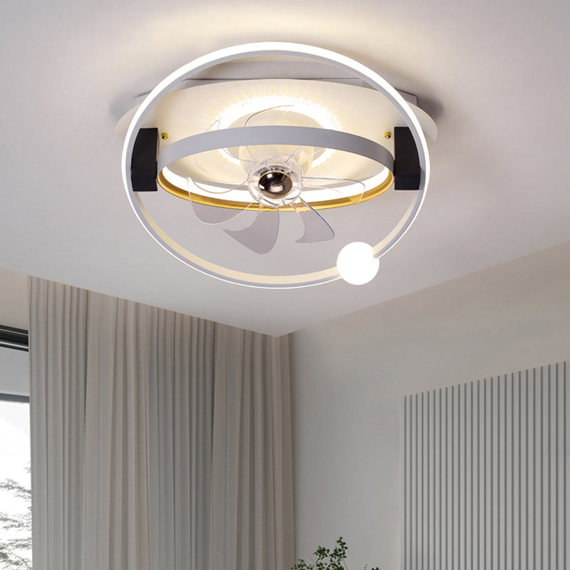 Polish Finish Fan with Light Contemporary 7-Blade LED Ceiling Fan for Foyer