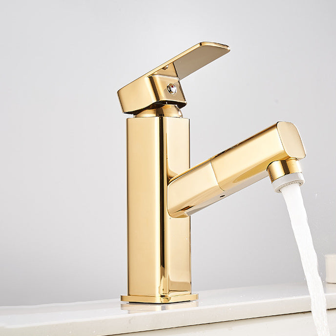 Luxury Pull-out Sink Faucet Cubic Low Arc Vessel Bathroom Faucet