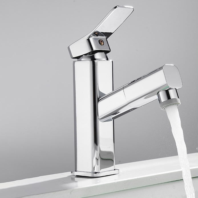 Luxury Pull-out Sink Faucet Cubic Low Arc Vessel Bathroom Faucet