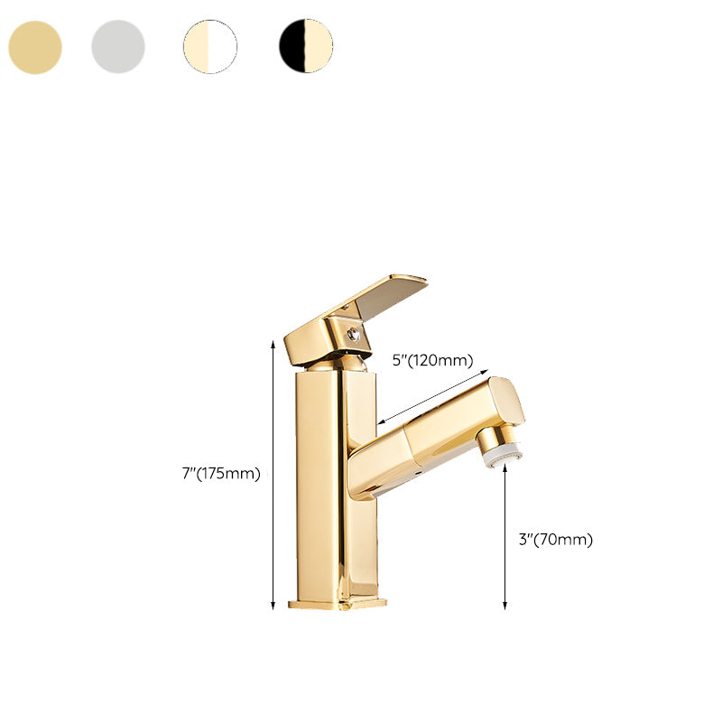 Luxury Pull-out Sink Faucet Cubic Low Arc Vessel Bathroom Faucet