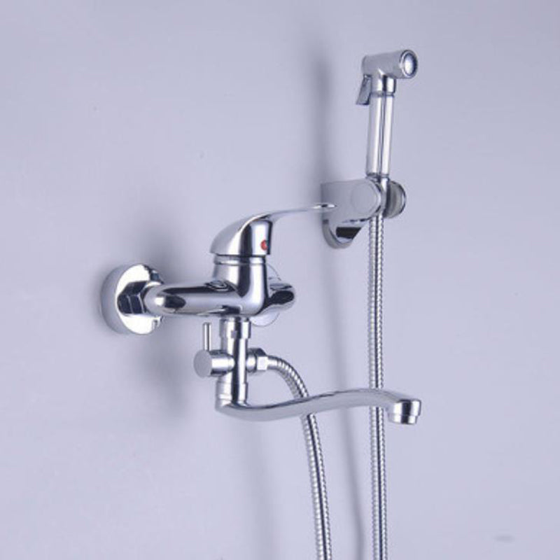 Industrial Kitchen Faucet Lever Handle Wall Mounted High Arc Faucet