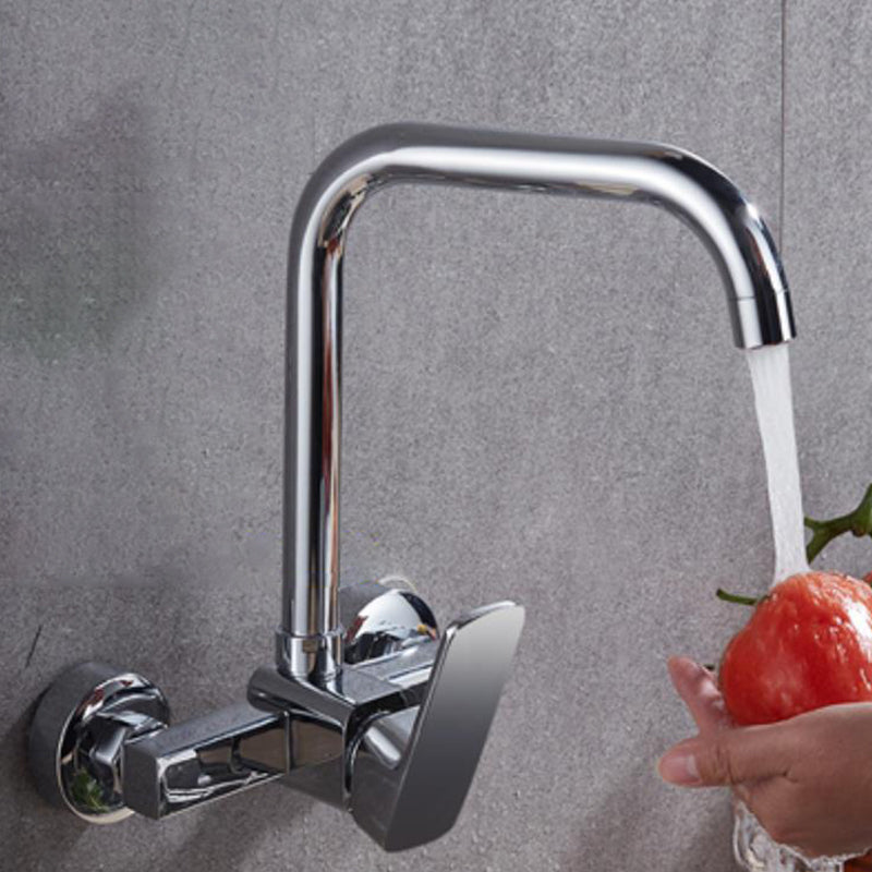 Industrial Kitchen Faucet Lever Handle Wall Mounted High Arc Faucet