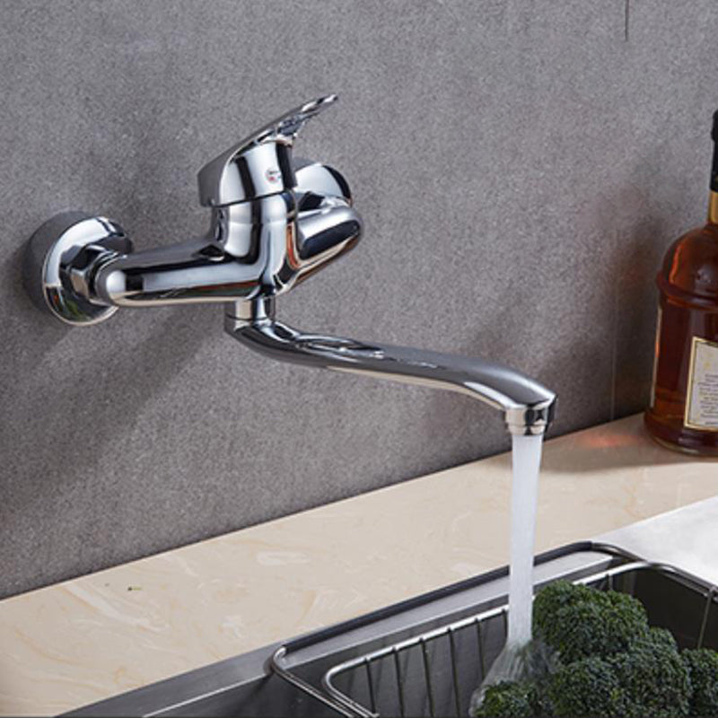 Industrial Kitchen Faucet Lever Handle Wall Mounted High Arc Faucet