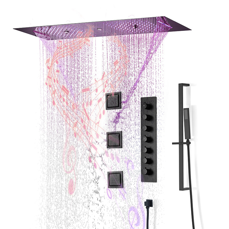 Modern Shower Head Combo Brass Temperature Control with Body Jets Shower System