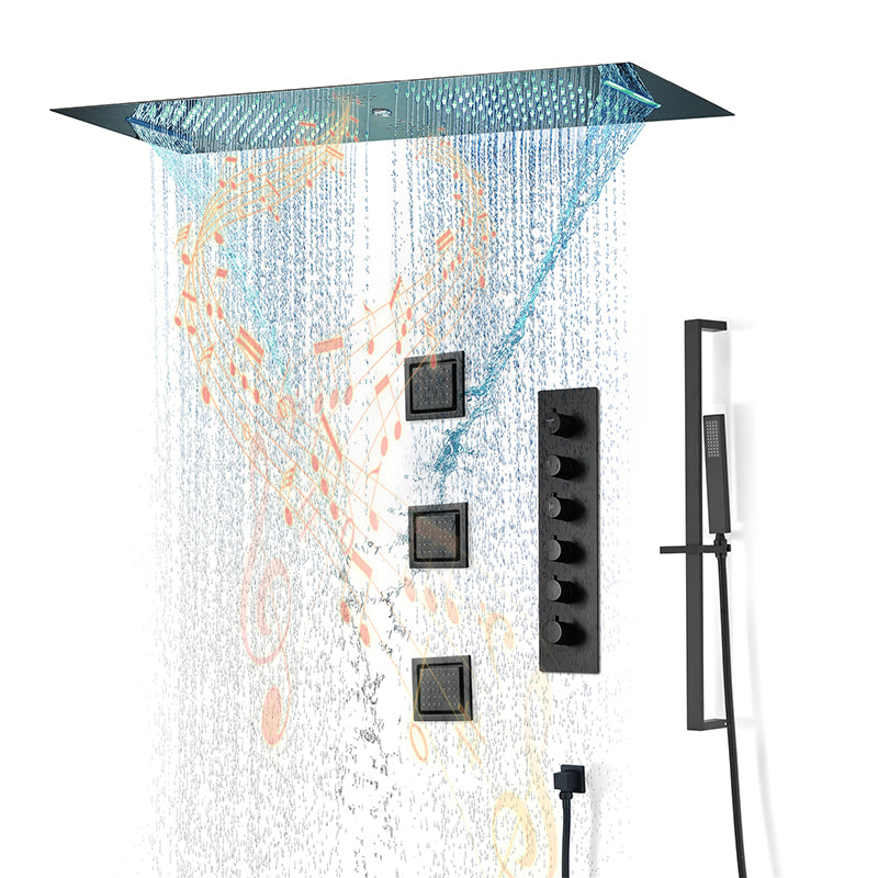 Modern Shower Head Combo Brass Temperature Control with Body Jets Shower System