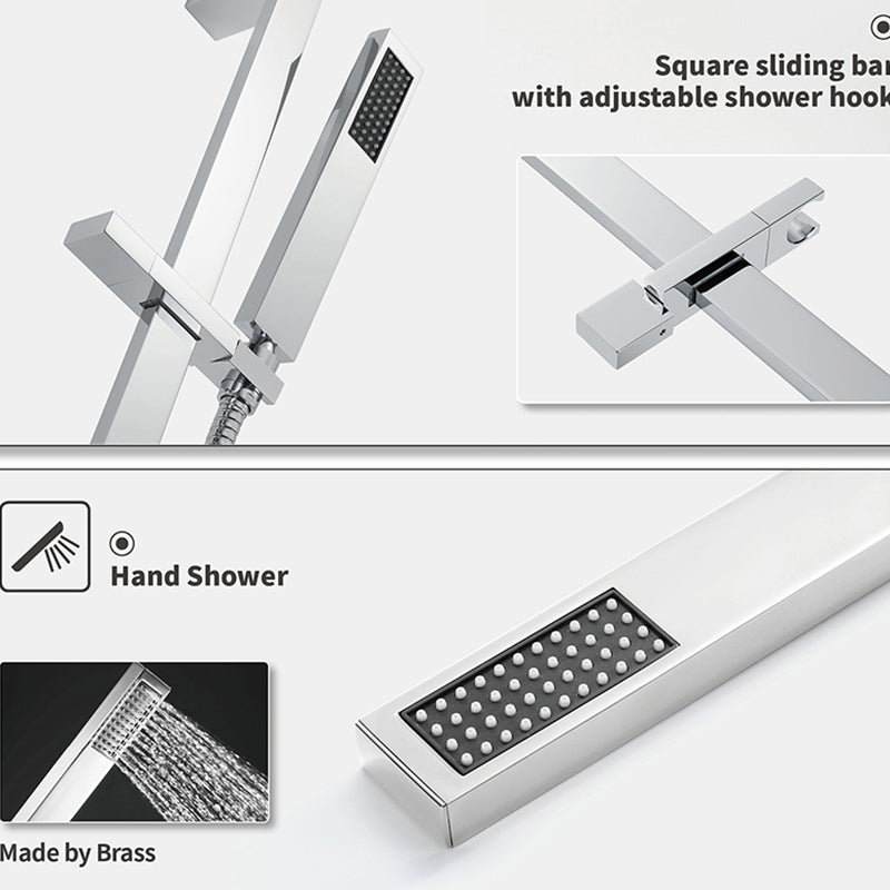 Modern Shower Head Combo Brass Temperature Control with Body Jets Shower System