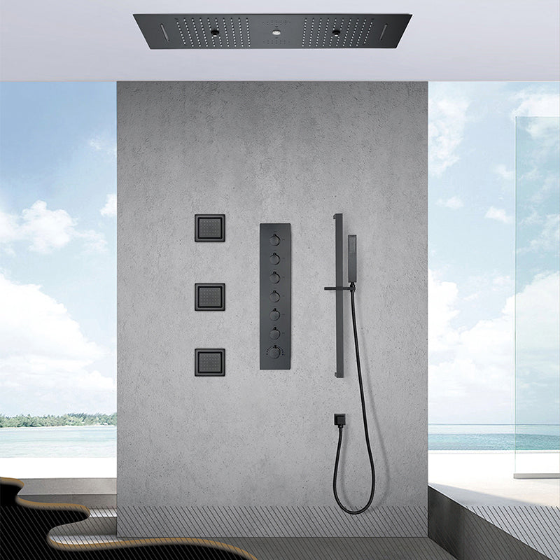 Modern Shower Head Combo Brass Temperature Control with Body Jets Shower System