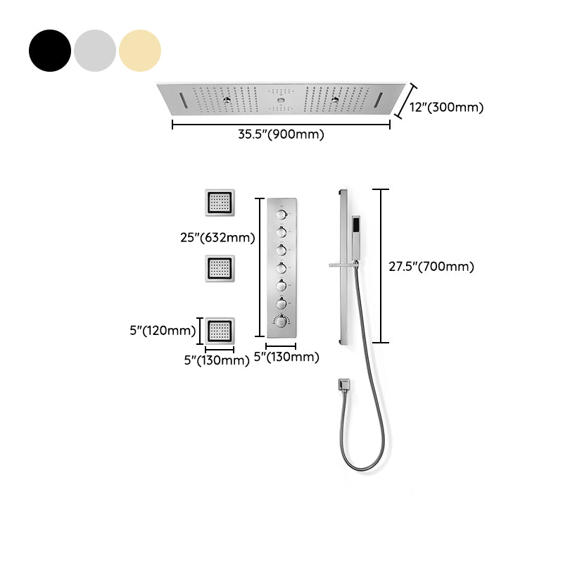 Modern Shower Head Combo Brass Temperature Control with Body Jets Shower System