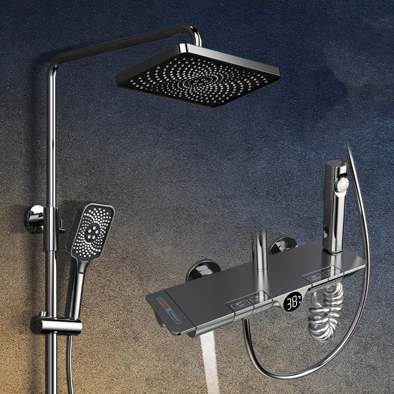 Modern Shower Head Combo Brass Adjustable Spray Pattern Shower System