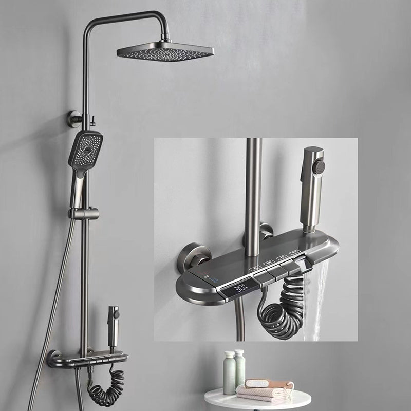 Modern Shower Set Brass Adjustable Spray Pattern Wall Mounted Shower Combo