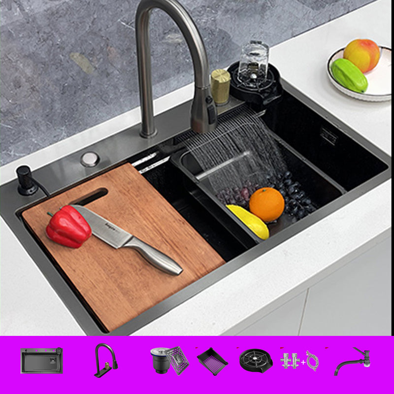 Modern Single Bowl Sink Solid Color Kitchen Sink with Drain Strainer Kit