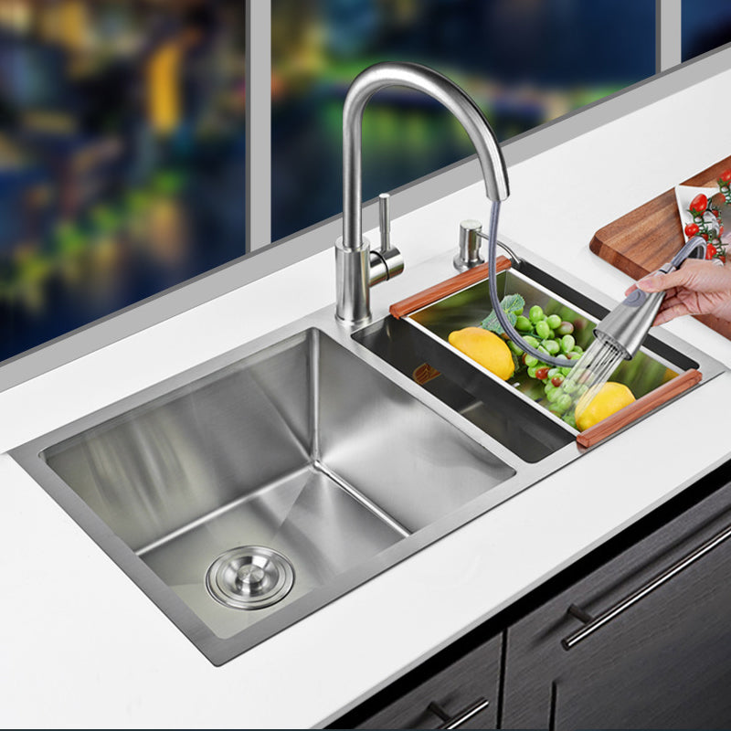 Contemporary Workstation Sink Stainless Steel Undermount Kitchen Sink