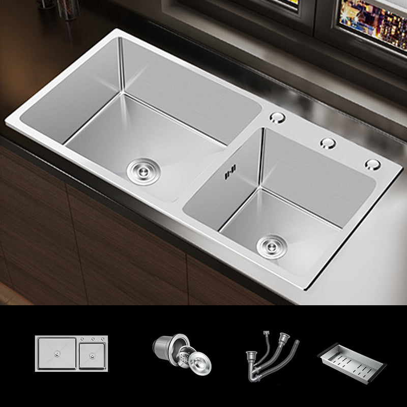 Contemporary Style Kitchen Sink Stainless Steel Double Kitchen Sink