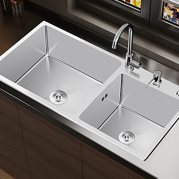 Contemporary Style Kitchen Sink Stainless Steel Double Kitchen Sink