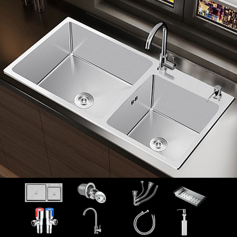 Contemporary Style Kitchen Sink Stainless Steel Double Kitchen Sink