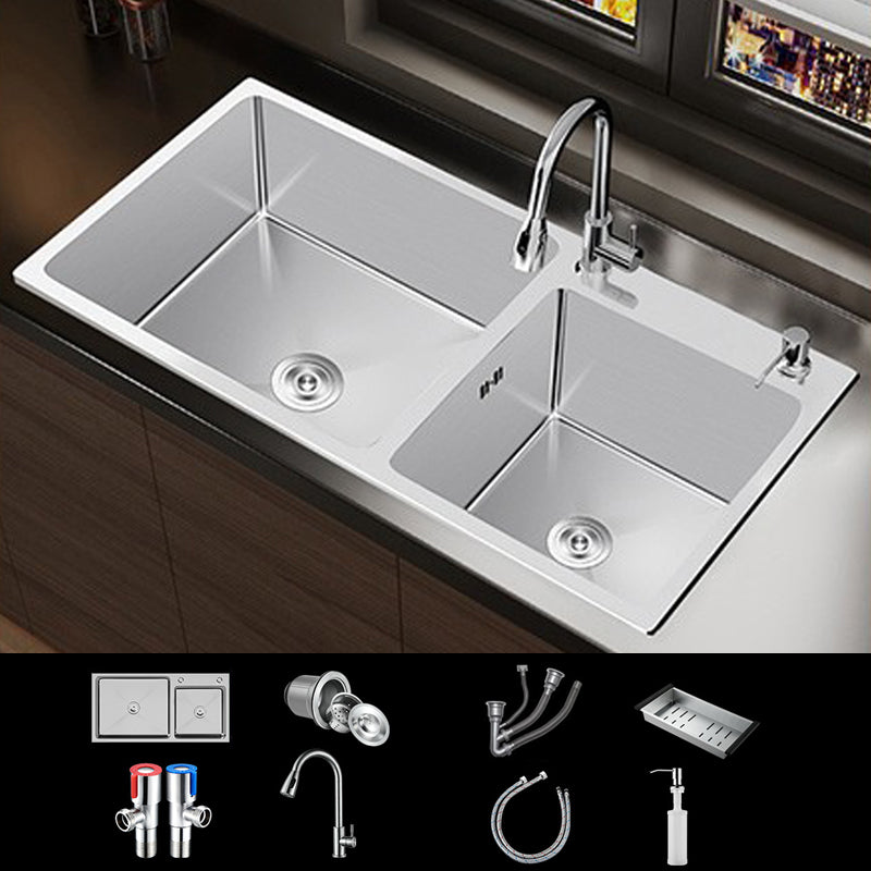 Contemporary Style Kitchen Sink Stainless Steel Double Kitchen Sink