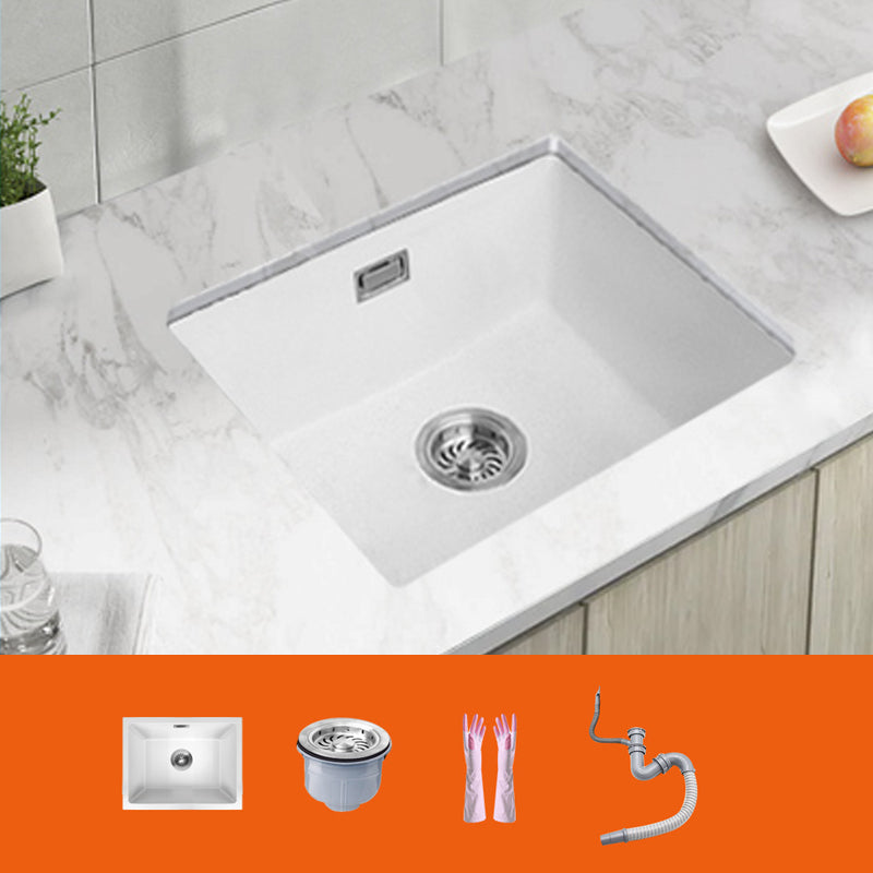 Classic Quartz Single Basin Sink Undermount Kitchen Sink with Faucet