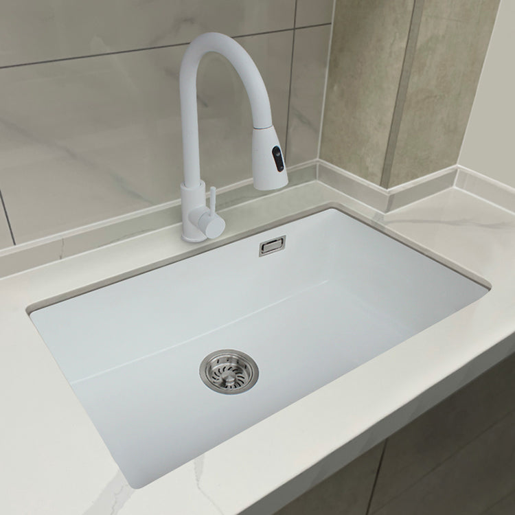 Classic Quartz Single Basin Sink Undermount Kitchen Sink with Faucet