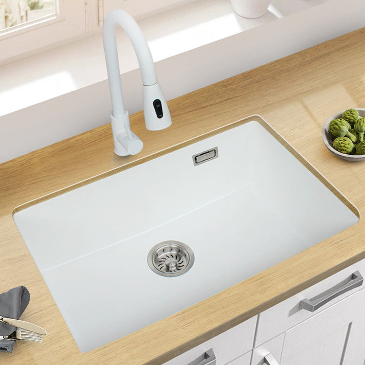 Classic Quartz Single Basin Sink Undermount Kitchen Sink with Faucet