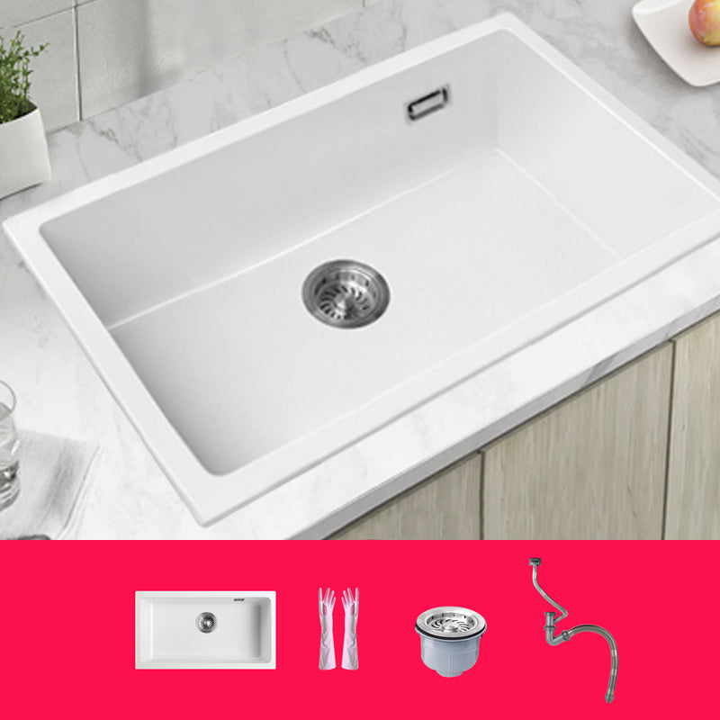 Classic Quartz Single Basin Sink Undermount Kitchen Sink with Faucet