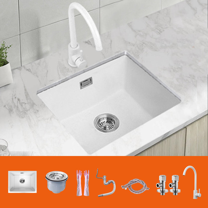 Classic Quartz Single Basin Sink Undermount Kitchen Sink with Faucet