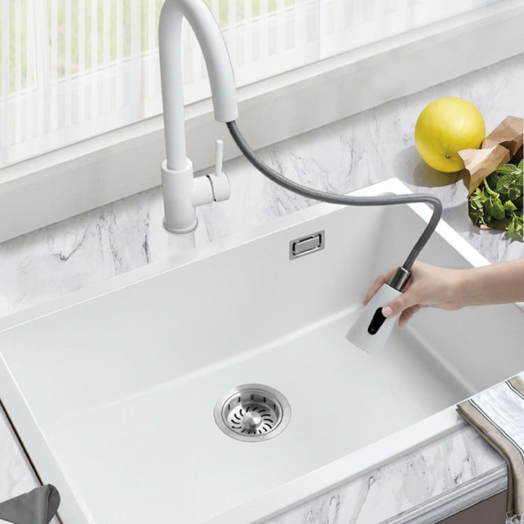 Classic Quartz Single Basin Sink Undermount Kitchen Sink with Faucet
