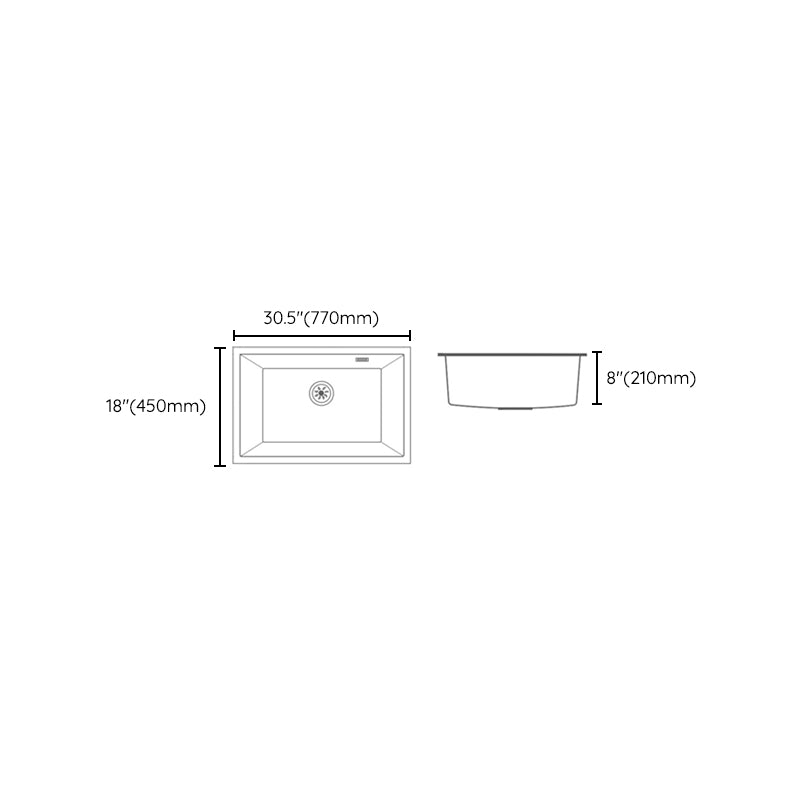 Classic Quartz Single Basin Sink Undermount Kitchen Sink with Faucet