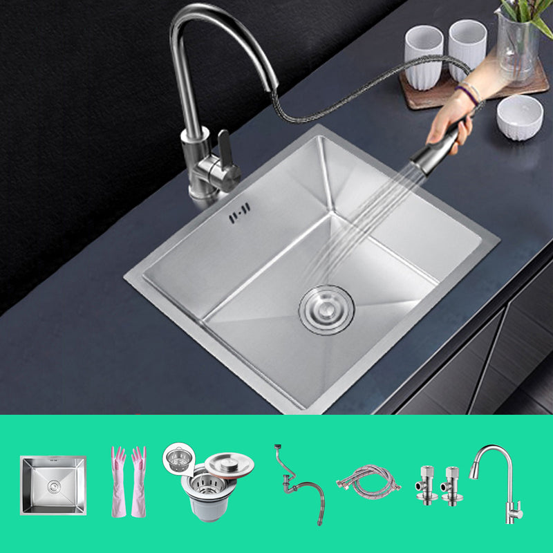 Rectangle Stainless Steel Sink Single Bowl Modern Kitchen Sink with Strainer