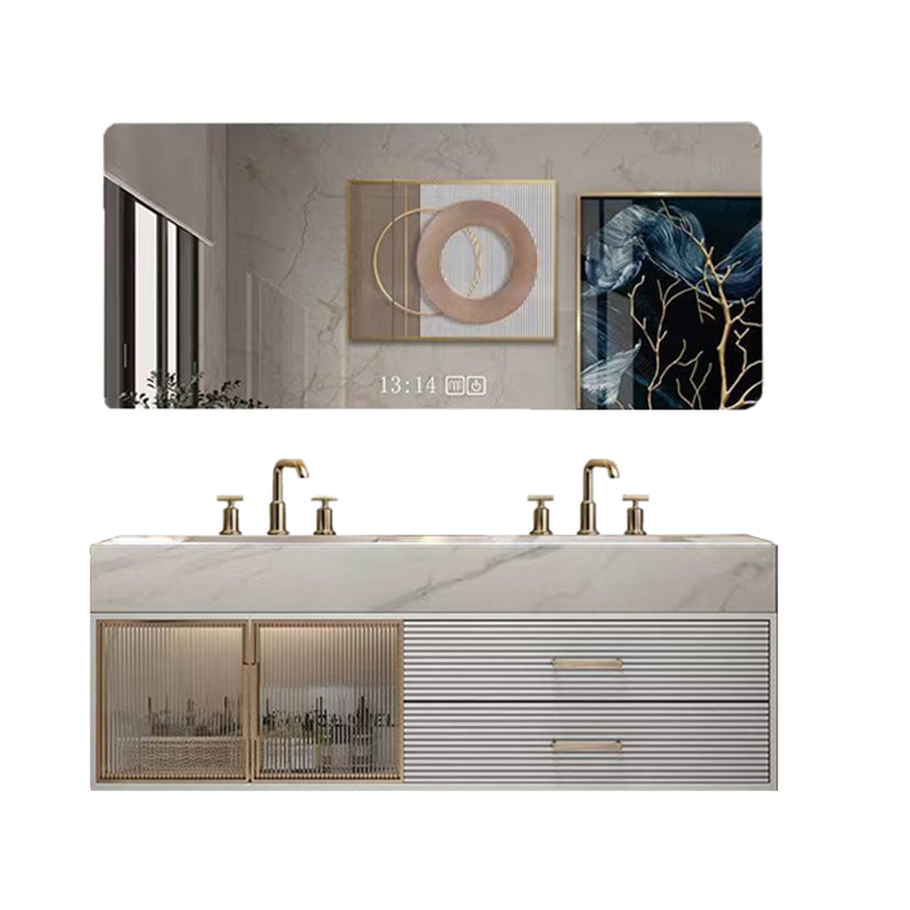 Modern Wall-Mounted Vanity Sink Bathroom Vanity Cabinet with Mirror Cabinet