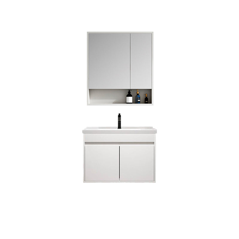 Rectangle Bathroom Vanity Wall-Mounted Mirror Wood Frame Modern Vanity with Doors