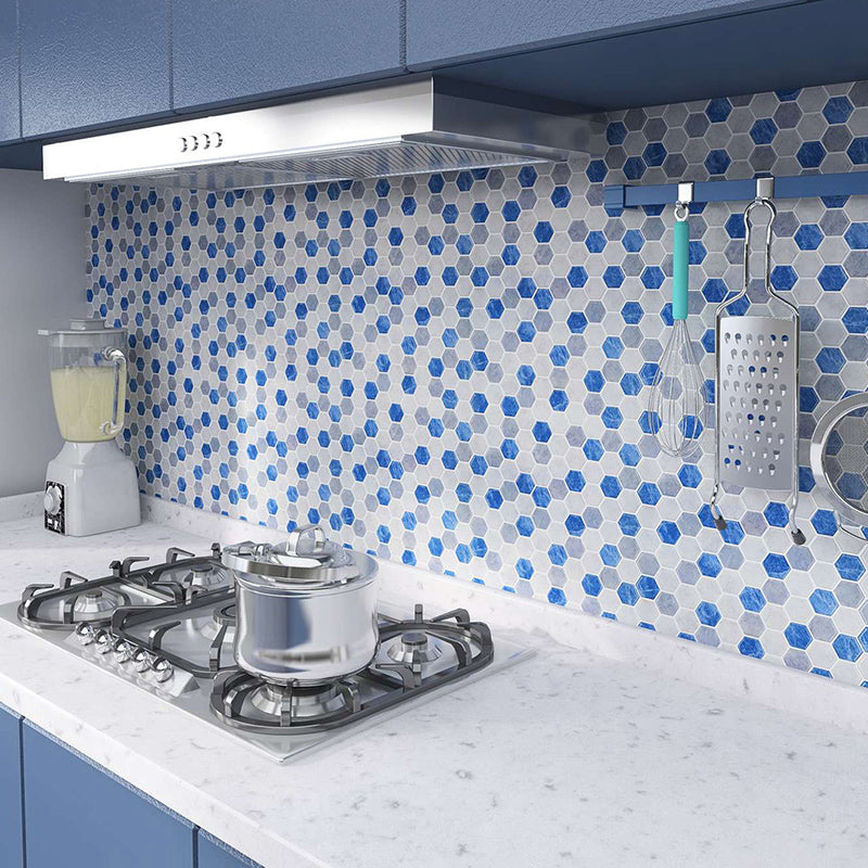 Polygon Metal Peel and Stick Backsplash Tile PVC Peel and Stick Tile for Kitchen