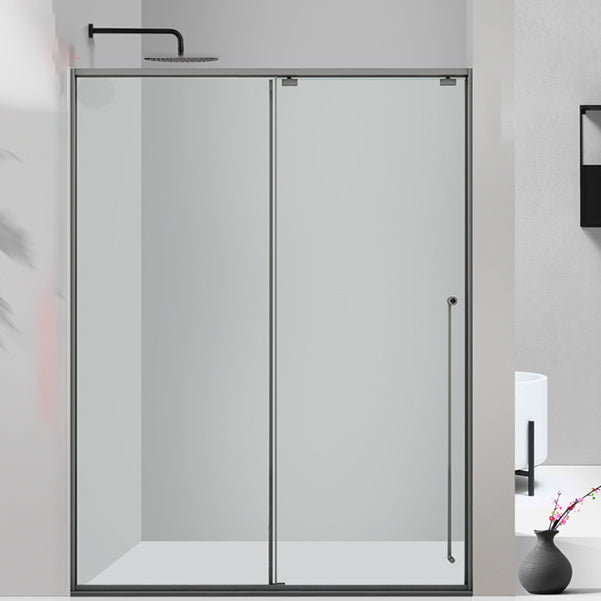 One-shaped Transparent Glass Shower Door, Semi-frameless Shower Single Sliding Door